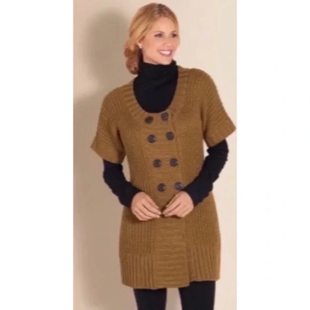 Soft Surroundings Chunky City Double Breasted Sweater Dress - L
